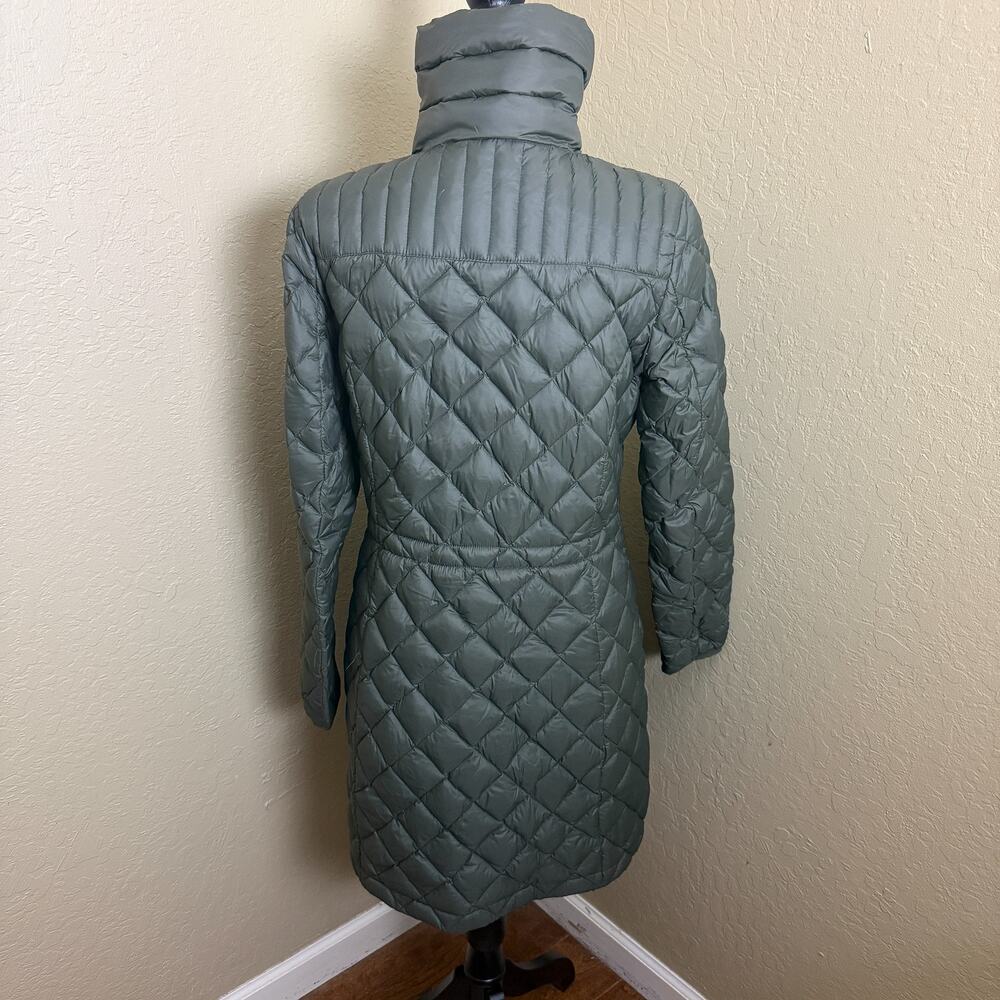 Michael Kors Packable Down Fill Long Quilted Puffer Coat Olive Green S